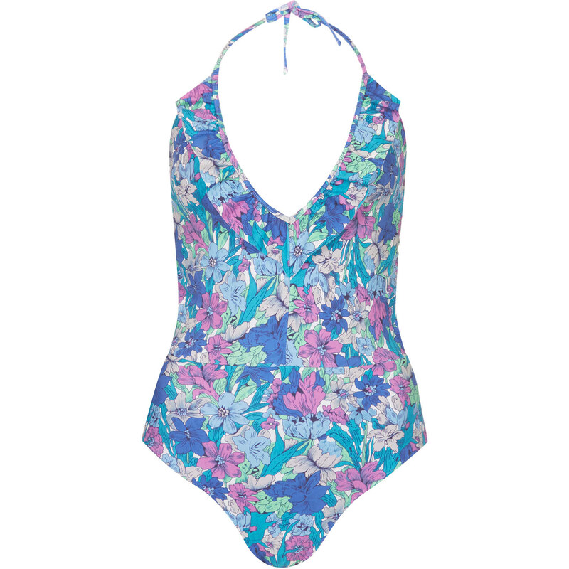 Topshop Floral Deep Frill Swimsuit