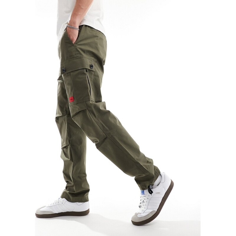 HUGO Red garlo cargo trousers in khaki green