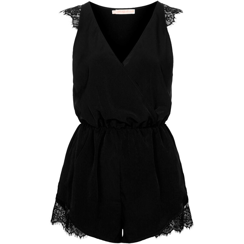 Topshop **Lace Trim Wrap Front Playsuit by Oh My Love