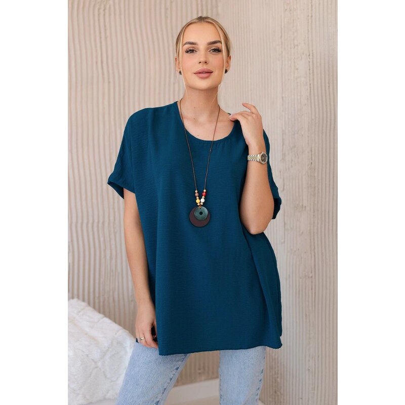 MladaModa Oversize halenka s přívěskem model IT-31 tmavá