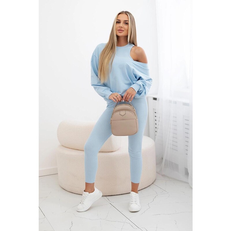 MladaModa 3-dílný set mikina + top + legíny model 9441 světle