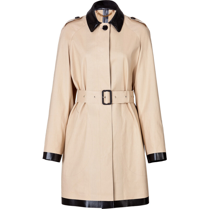 Burberry London Cotton Trench Coat with Coated Trim