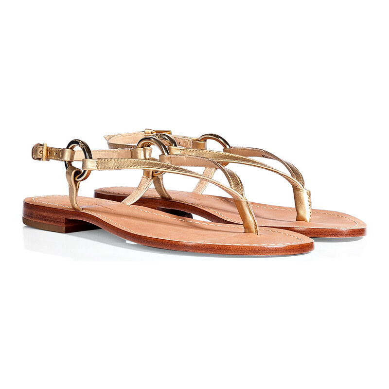 Diane von Furstenberg Metallic Leather Thong Sandals