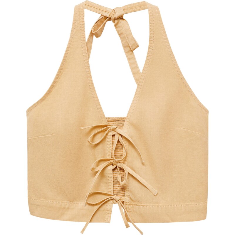 MANGO Top Coral světle hnědá