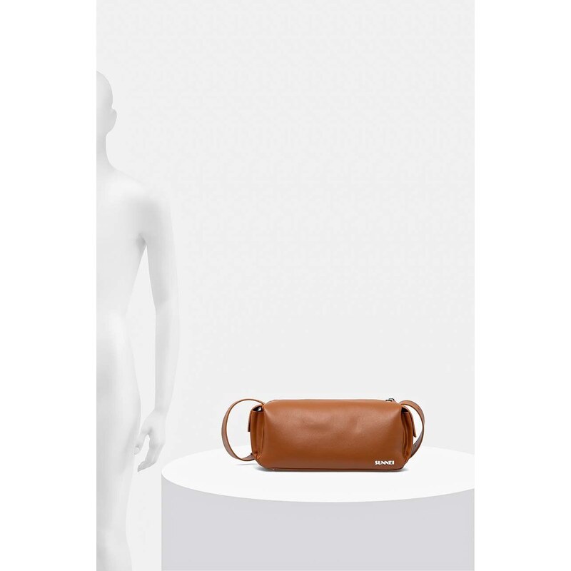 Kožená kabelka Sunnei hnědá barva, MACCWBAG002