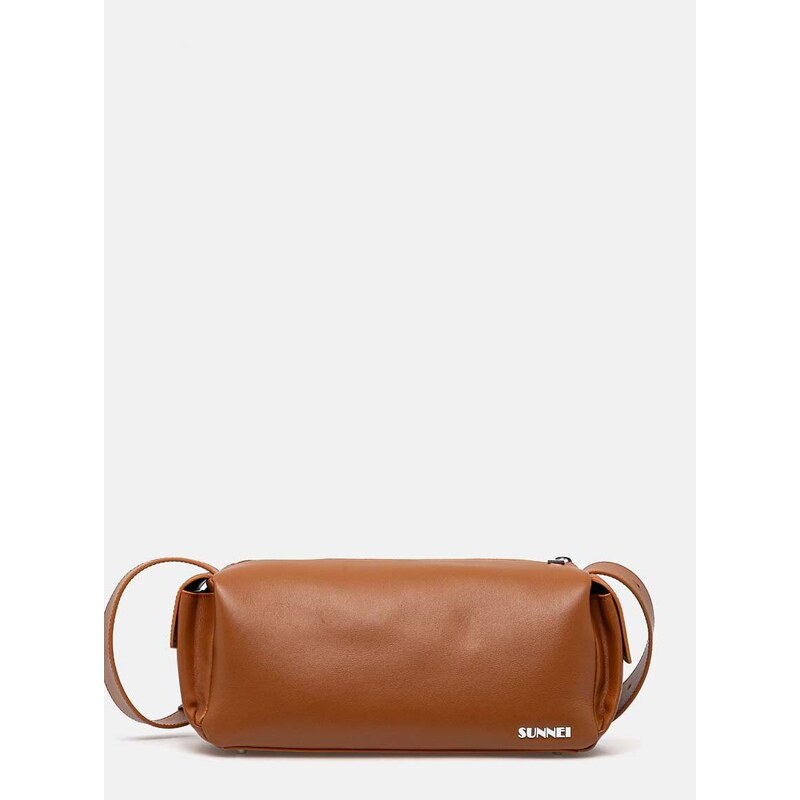 Kožená kabelka Sunnei hnědá barva, MACCWBAG002