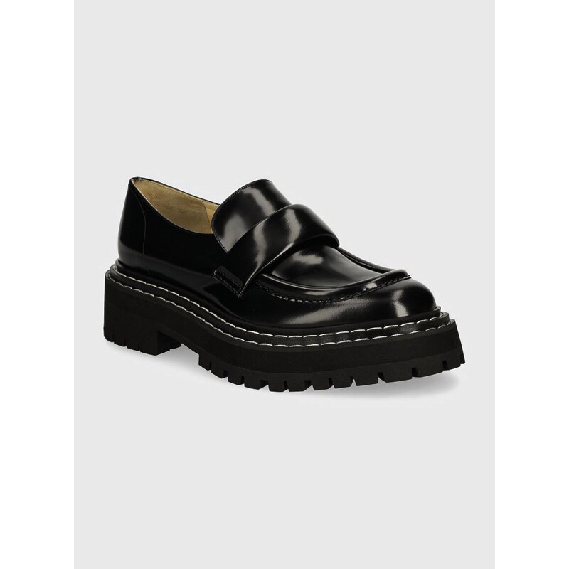 Kožené mokasíny Proenza Schouler Lug Sole dámské, černá barva, na plochém podpatku, PS43101A