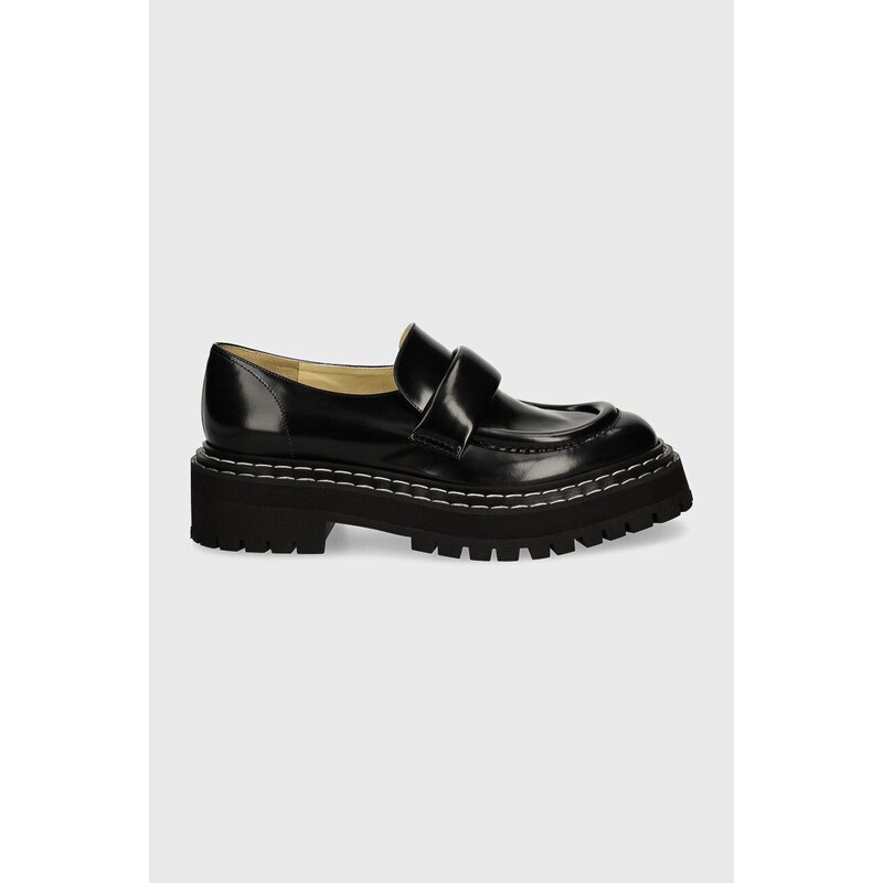 Kožené mokasíny Proenza Schouler Lug Sole dámské, černá barva, na plochém podpatku, PS43101A