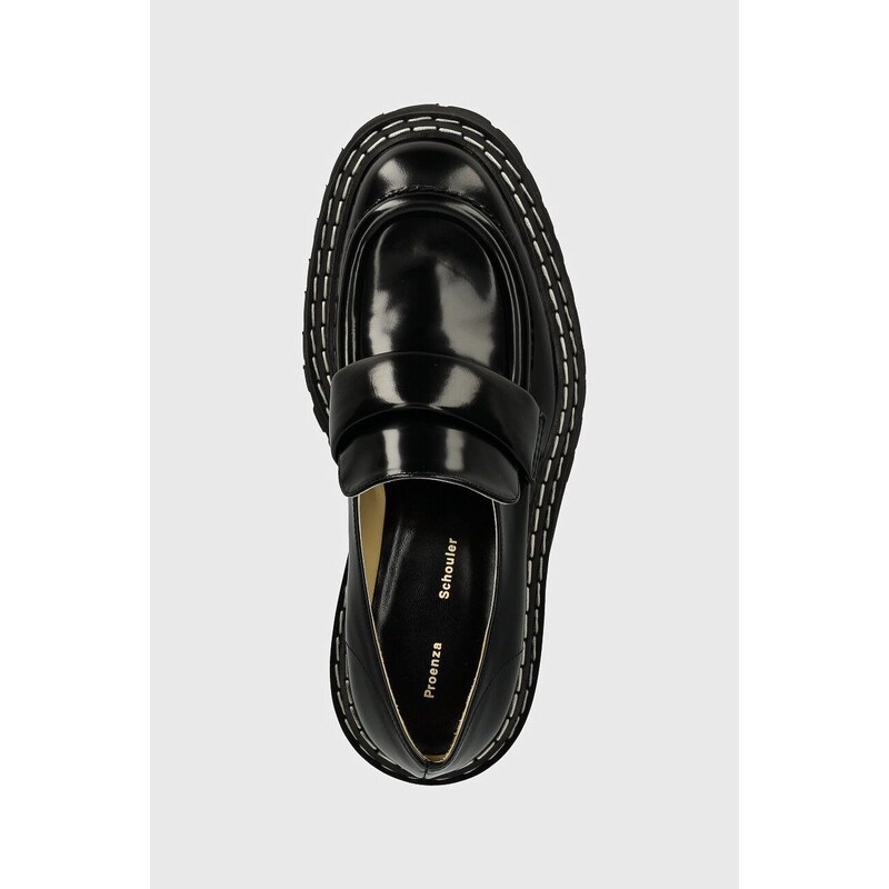Kožené mokasíny Proenza Schouler Lug Sole dámské, černá barva, na plochém podpatku, PS43101A