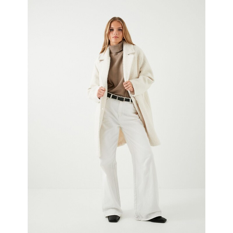 Koton Women Ecru Coat 107072632