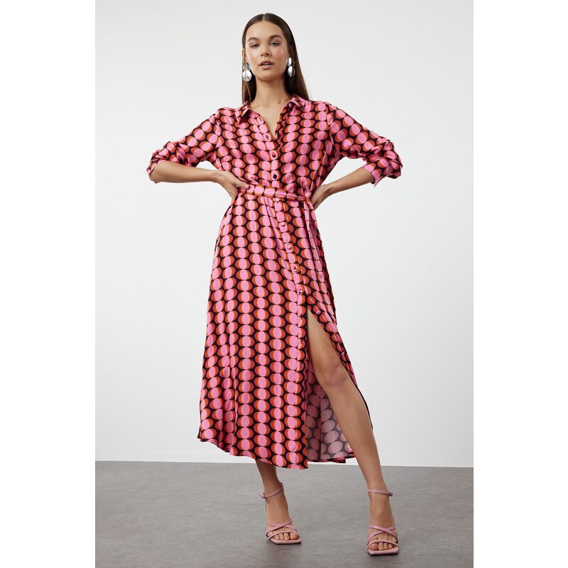 Trendyol Multicolored Retro Patterned Woven Shirt Dress