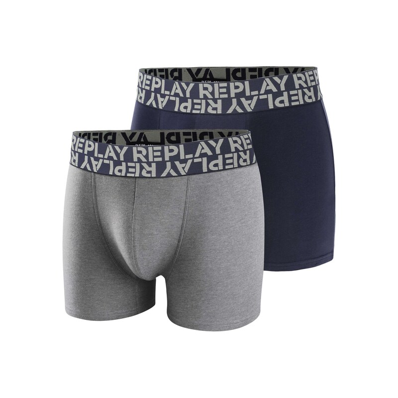 REPLAY Boxerky marine modrá / šedý melír
