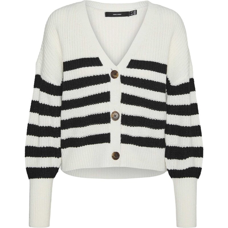 VERO MODA Kardigan VMLEA černá / bílá