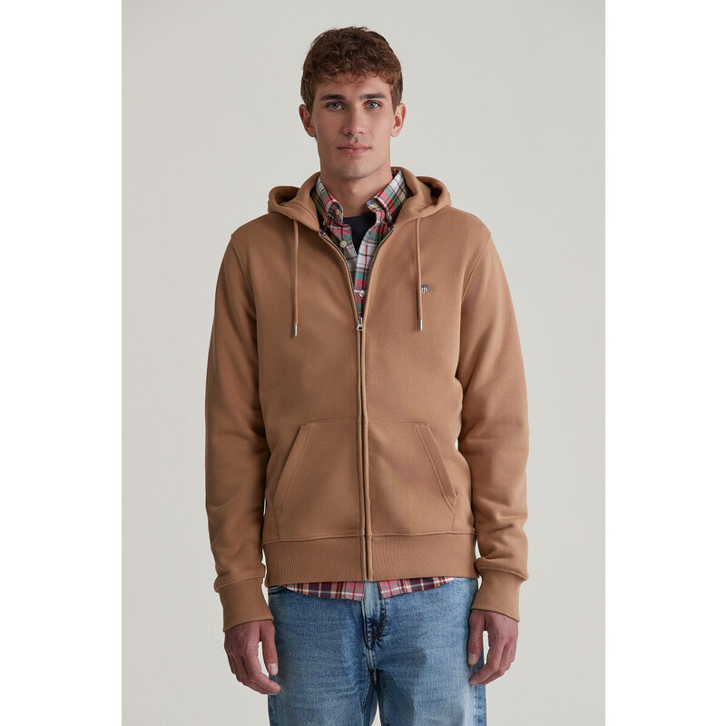MIKINA GANT REG SHIELD FULL ZIP HOODIE WARM KHAKI