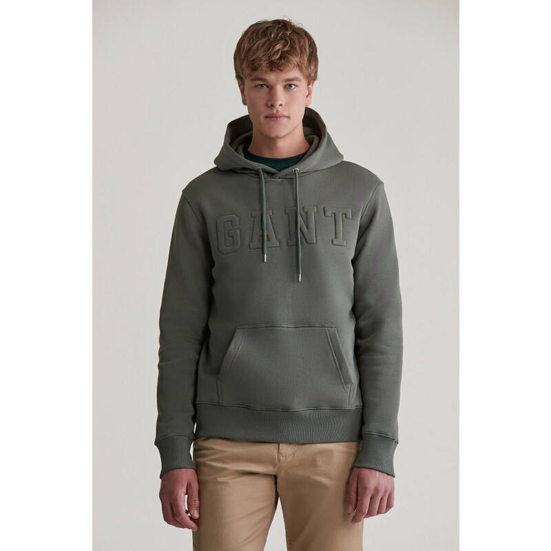 MIKINA GANT EMBOSSED SWEAT HOODIE DARK EARTHY GREEN
