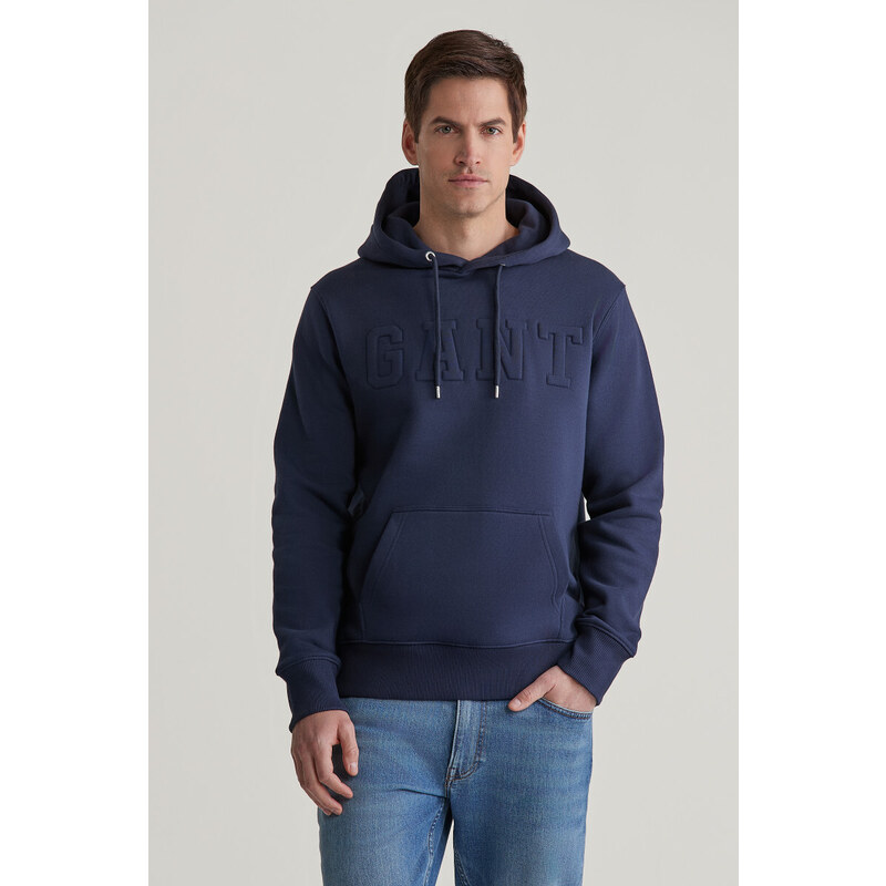 MIKINA GANT EMBOSSED SWEAT HOODIE EVENING BLUE