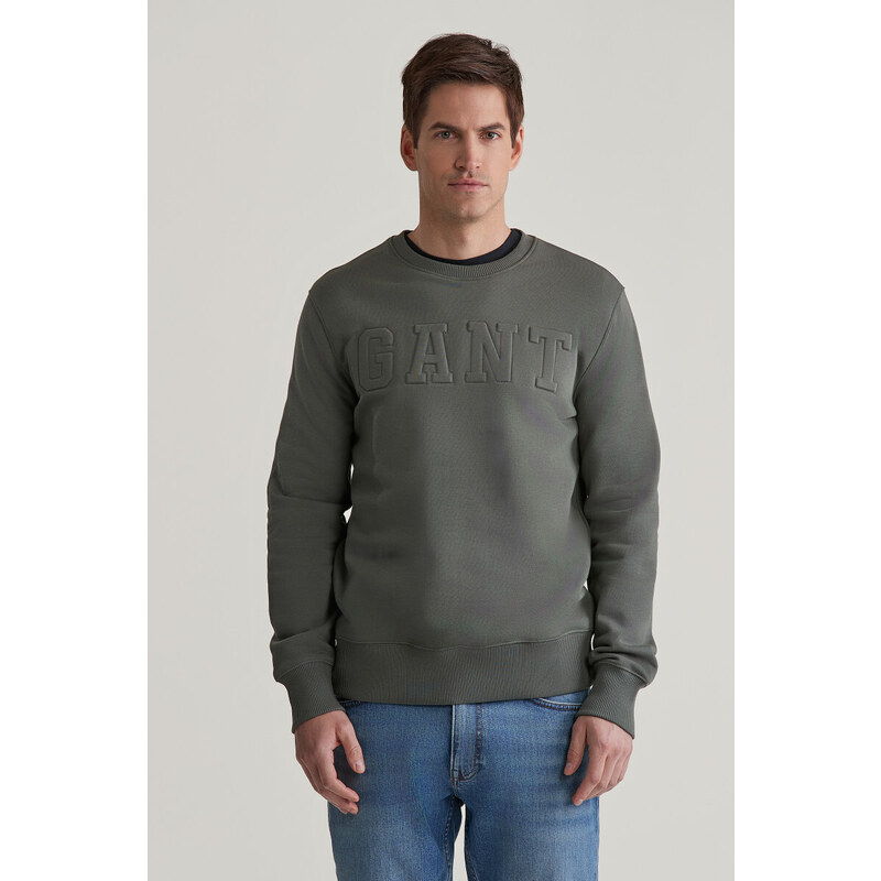 MIKINA GANT EMBOSSED C-NECK SWEAT DARK EARTHY GREEN