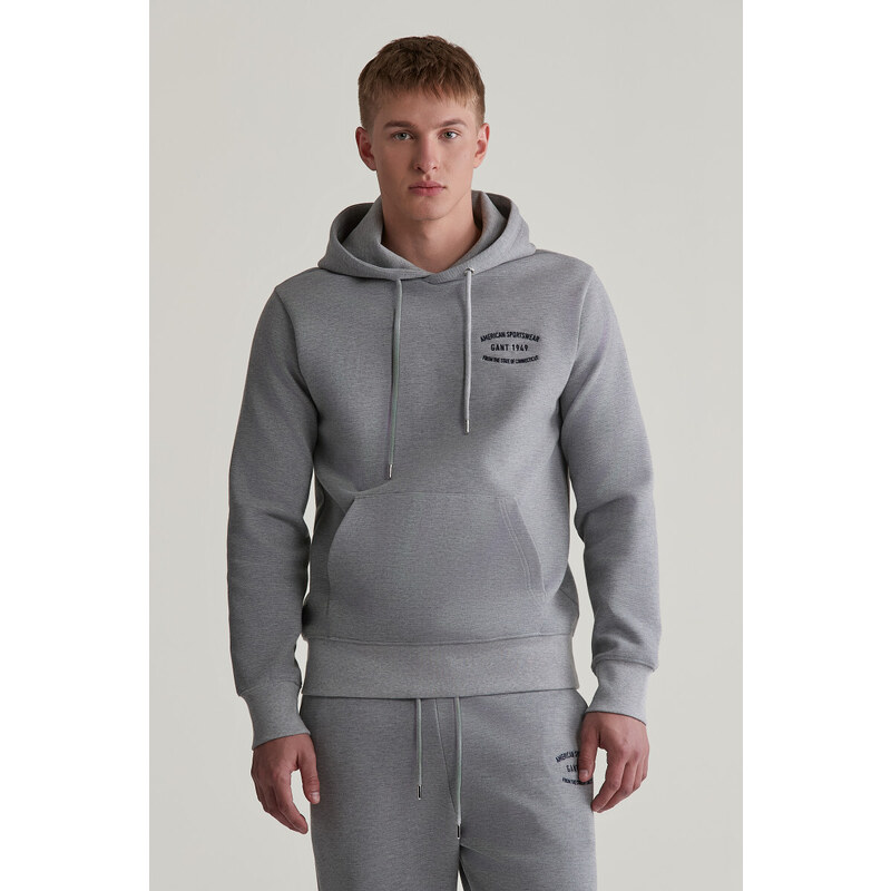 MIKINA GANT SMALL GRAPHIC SWEAT HOODIE GREY MELANGE