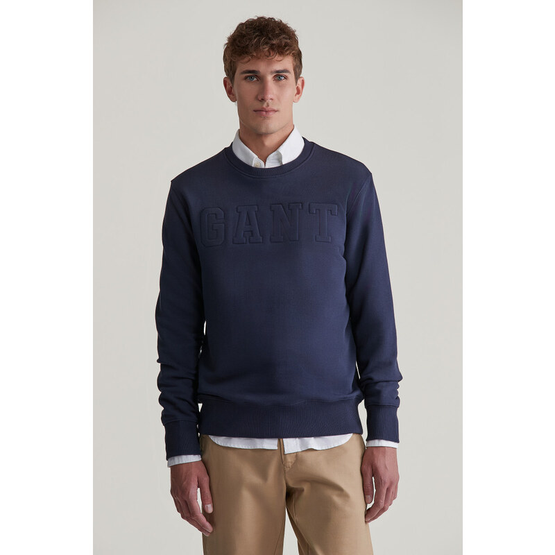 MIKINA GANT EMBOSSED C-NECK SWEAT EVENING BLUE