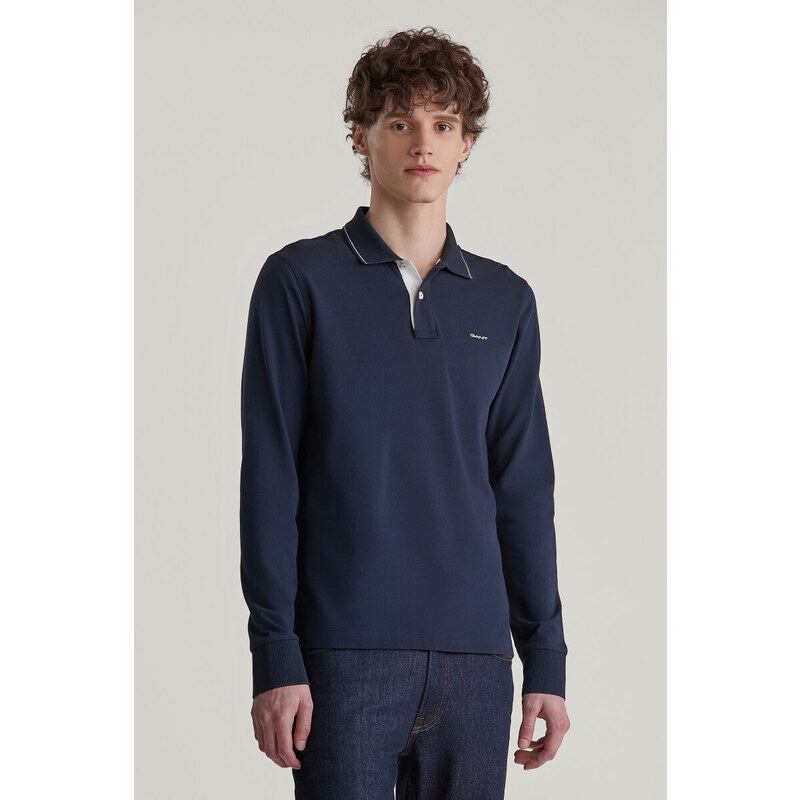 POLOKOŠILE GANT TEXTURED COLLAR POLO EVENING BLUE