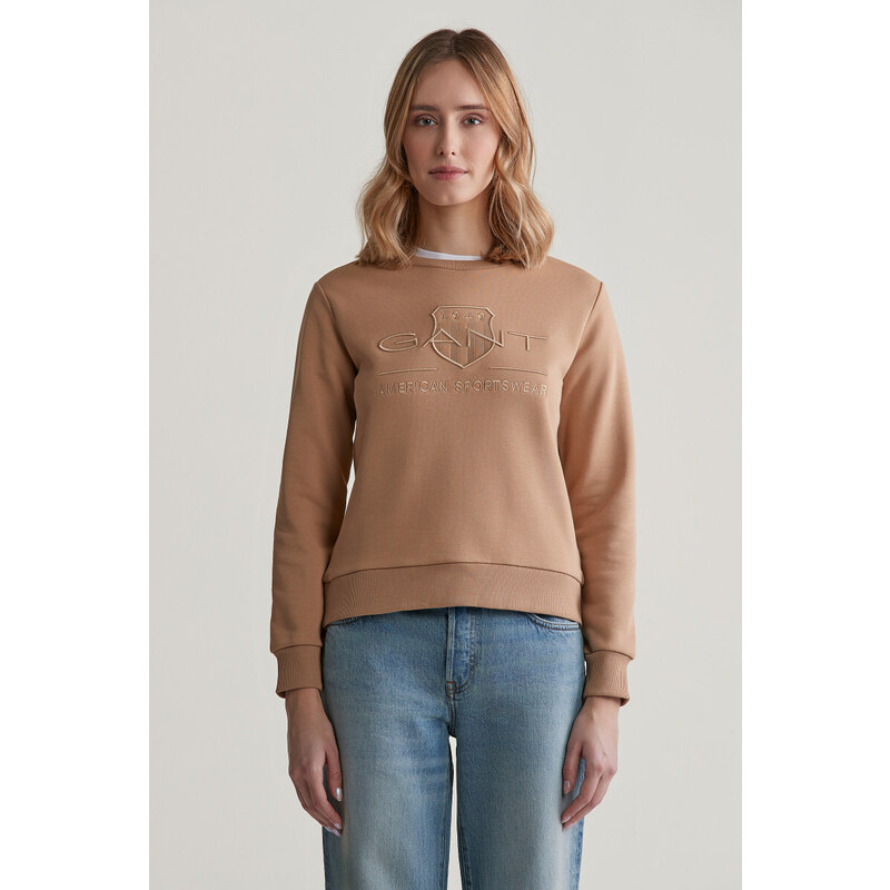 MIKINA GANT REG TONAL SHIELD C-NECK SWEAT CARAMEL BEIGE 96191909