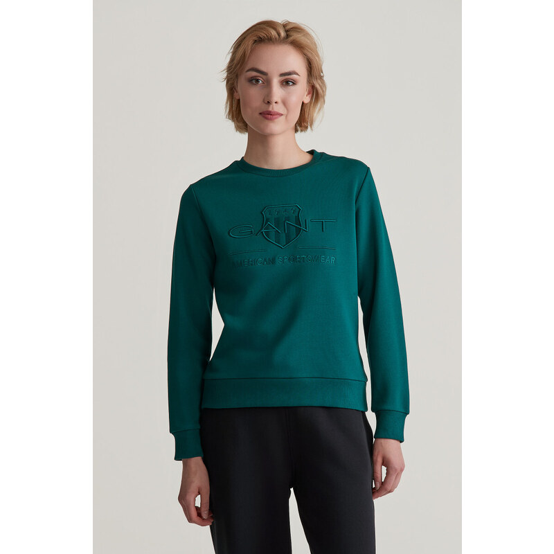 MIKINA GANT REG TONAL SHIELD C-NECK SWEAT DEEP FOREST 96191910