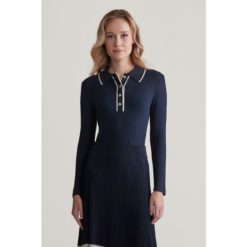 POLOKOŠILE GANT SLIM RIB LS POLO EVENING BLUE 96191935