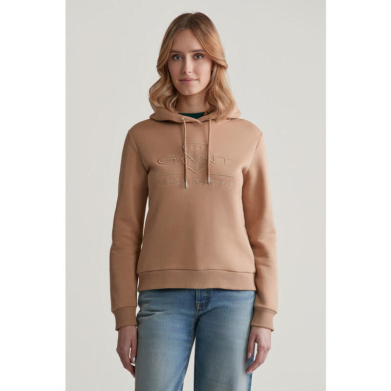 MIKINA GANT REG TONAL SHIELD HOODIE CARAMEL BEIGE 96191947