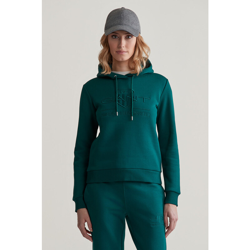 MIKINA GANT REG TONAL SHIELD HOODIE DEEP FOREST 96191948