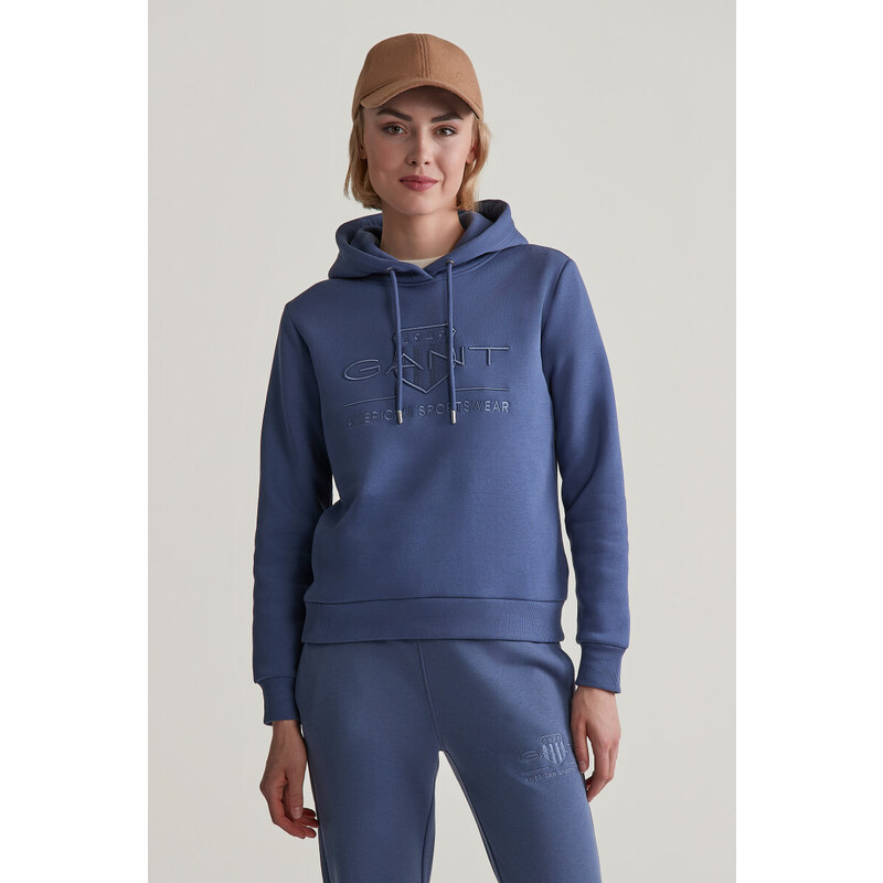 MIKINA GANT REG TONAL SHIELD HOODIE DUSTY NAVY 96191949