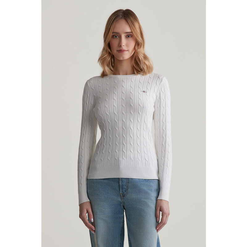 SVETR GANT STRETCH COTTON CABLE C-NECK EGGSHELL