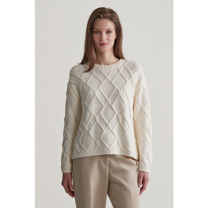 SVETR GANT TEXTURED KNIT C-NECK CREAM