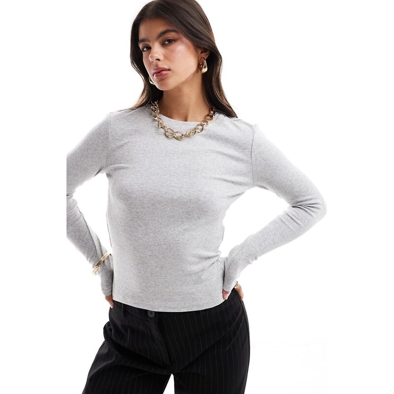 ONLY long sleeve top in light grey melange
