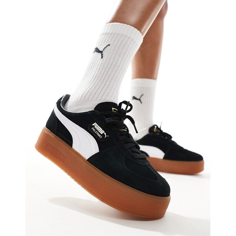 Puma Palermo Platform trainers in black 101639035
