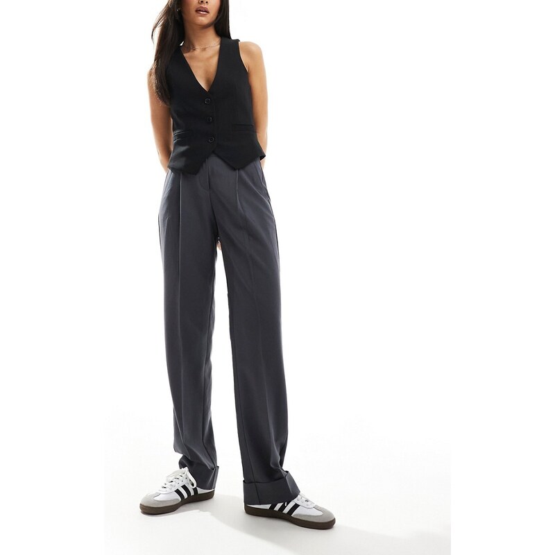 JJXX Mary high waisted tailored trouser in grey 98963685