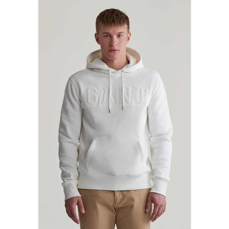 MIKINA GANT EMBOSSED SWEAT HOODIE EGGSHELL