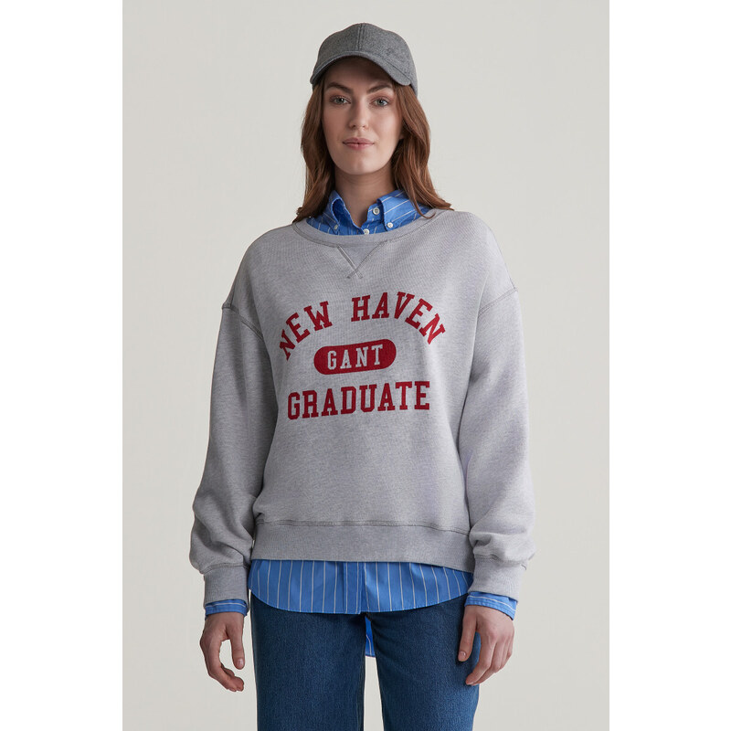 MIKINA GANT GRAPHIC C-NECK SWEAT PALE GREY MELANGE 96262349