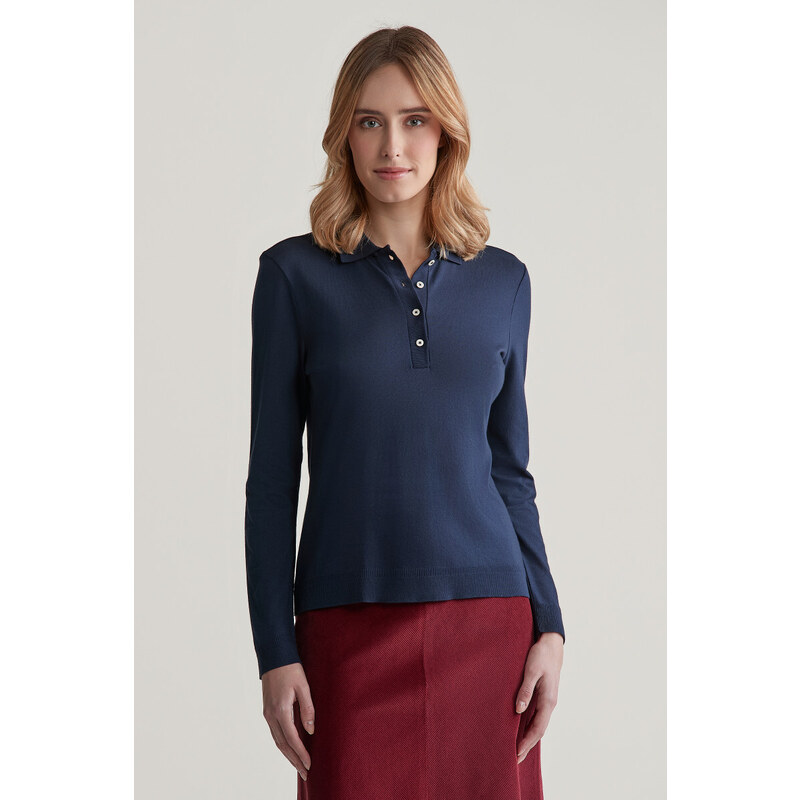 POLOKOŠILE GANT REG SEAMLESS LS POLO EVENING BLUE