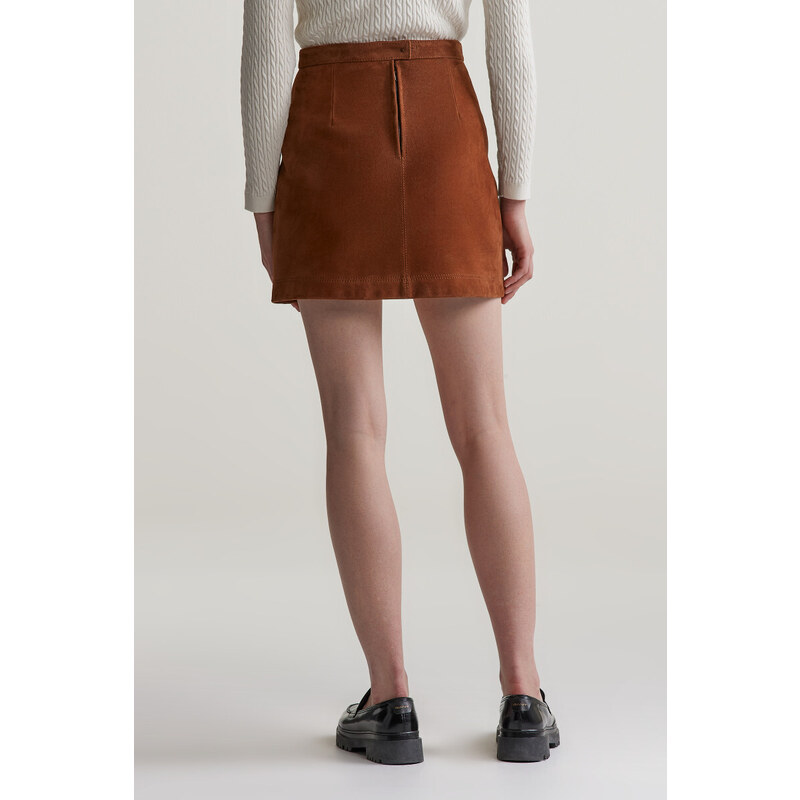 SUKNĚ GANT SUEDE LEATHER SKIRT CACAO