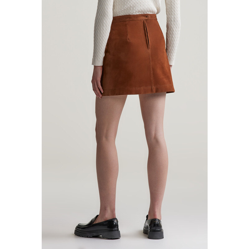 SUKNĚ GANT SUEDE LEATHER SKIRT CACAO