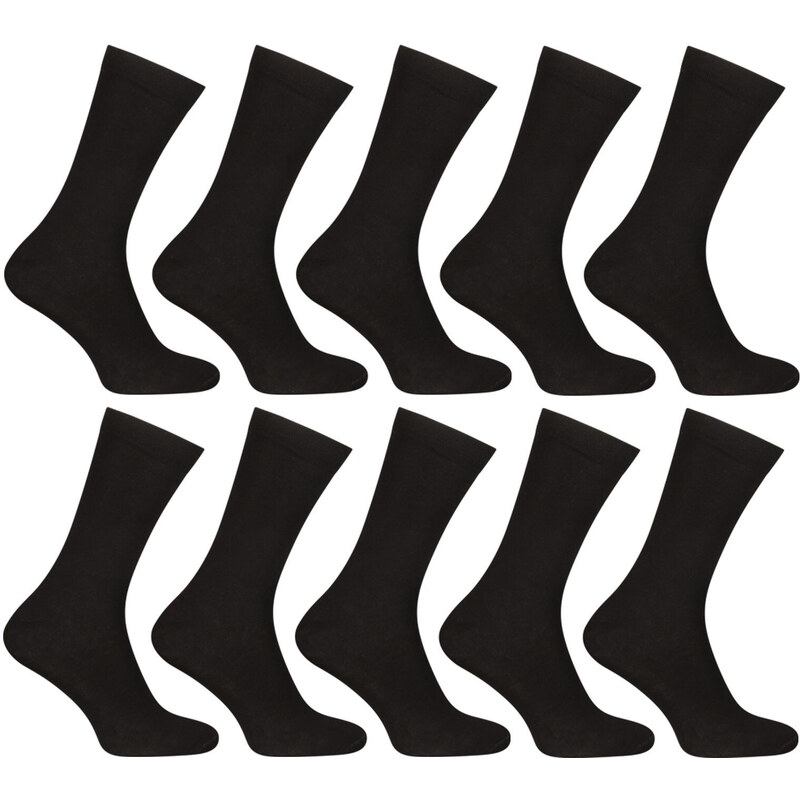 10PACK ponožky Nedeto vysoké bambusové černé (10PBV01) 96283685