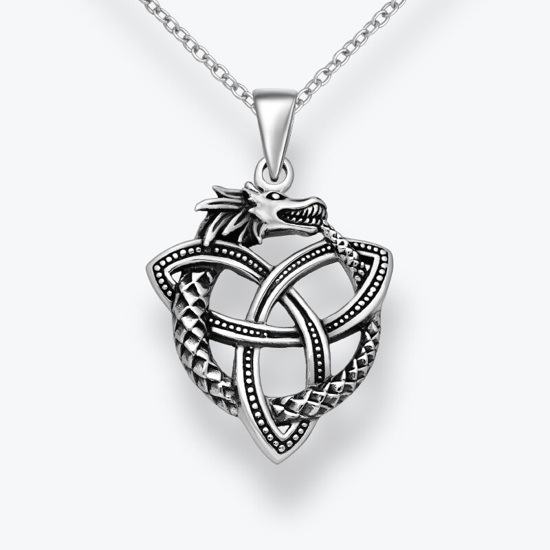 Estemia Stříbrný řetízek had Jörmungandr a triquetra - Ag925