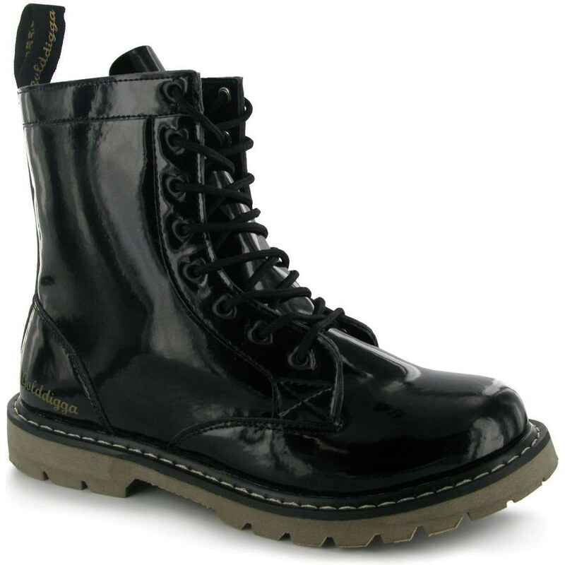Golddigga Patent Boots Ladies Black 3