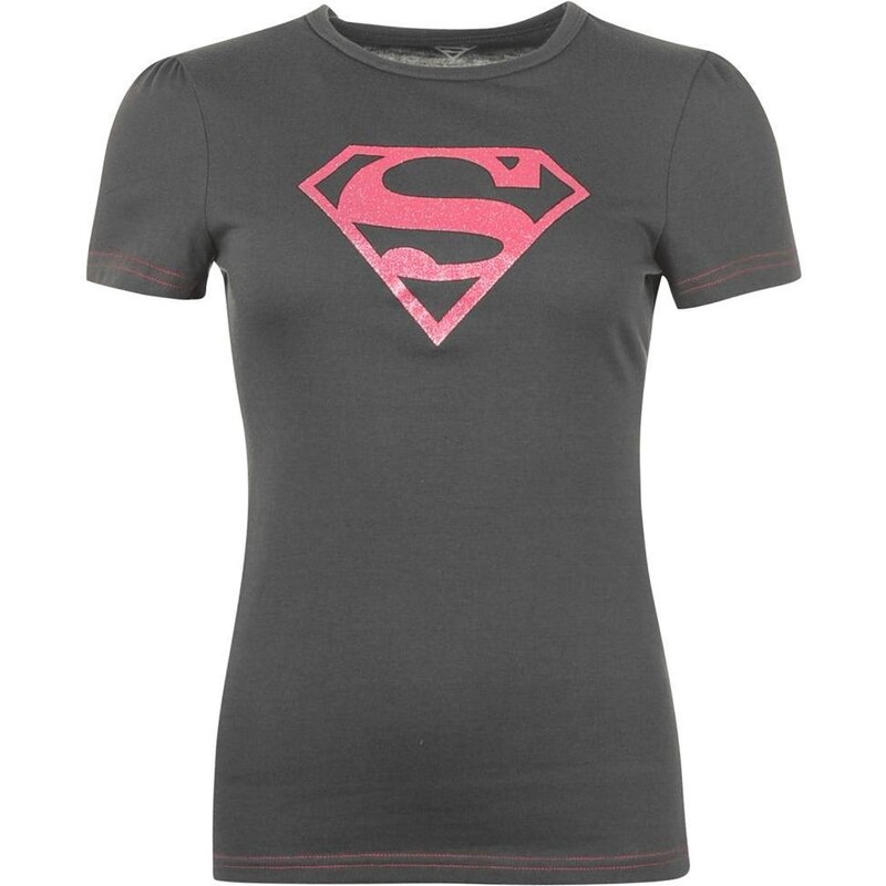 DC Comics Superman T Shirt Ladies Charcoal