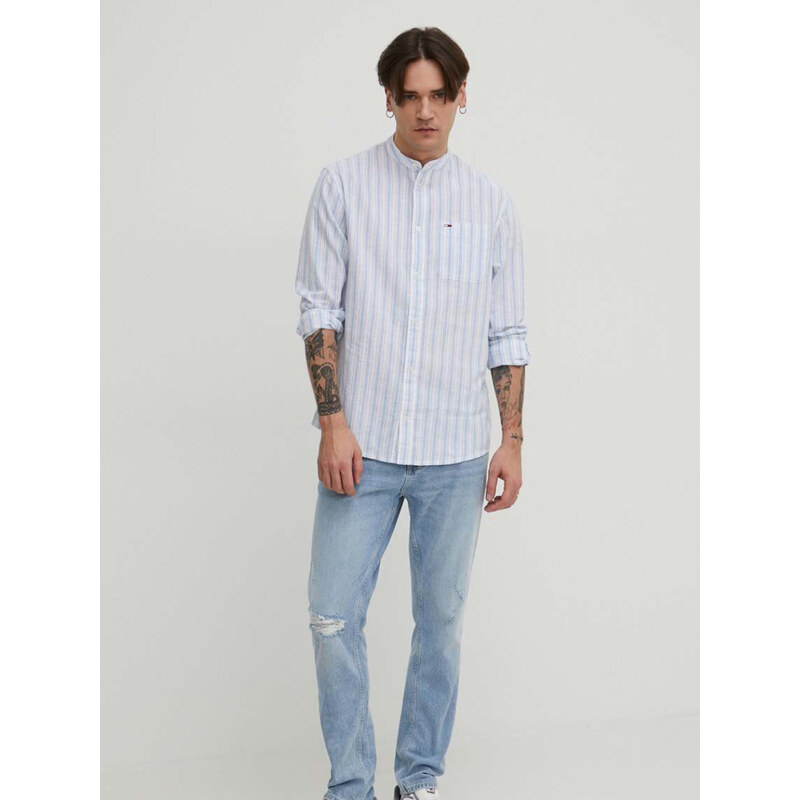 Tommy Jeans pánská pruhovaná košile Mao