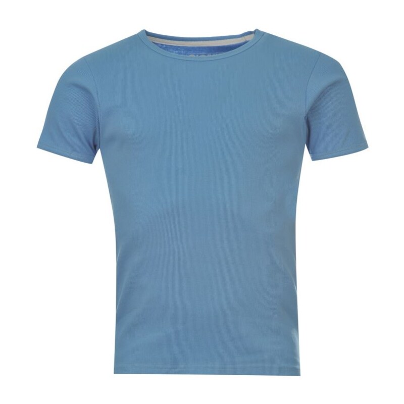 Giorgio Rib Crew Neck T Shirt Mens Mid Blue S