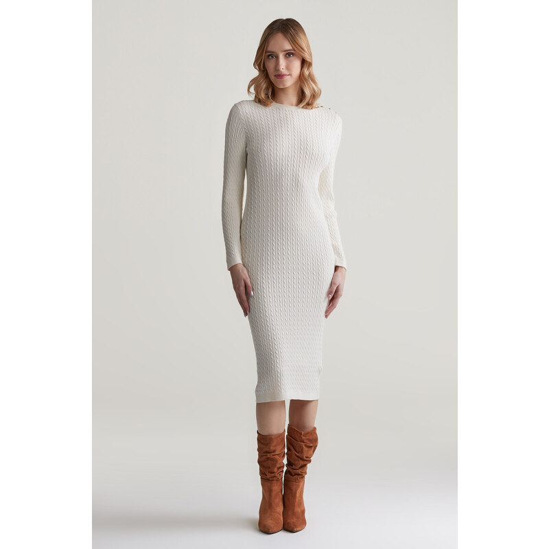 ŠATY GANT MINI CABLE KNIT DRESS CREAM 96324529