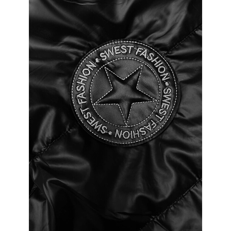 Černá dámská vesta s asymetrickým zipem model 19440593 - SWEST