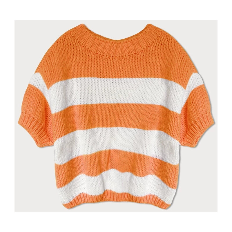 MADE IN ITALY Dámský volný pruhovaný oranžový svetr (761ART) 96350986
