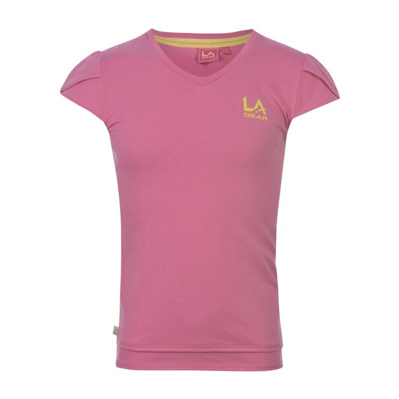 Triko LA Gear V Neck T Shirt Girls Pink